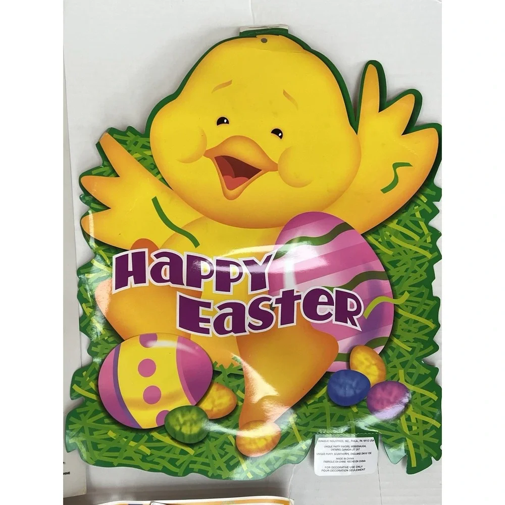 VTG 90s Easter Window Clings NOS 10 Pc Set Bunny Chick Cutouts Yard Sign Decor